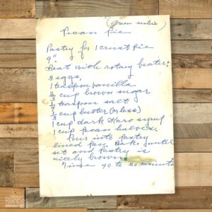 Handwritten recipe for pecan pie.