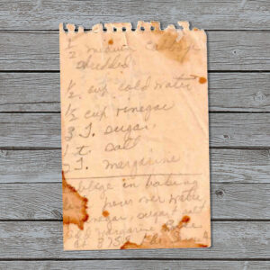 Handwritten recipe for baked cabbage. Side dish