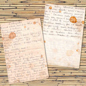 Handwritten recipe for sukiyaki. Japanese dinner