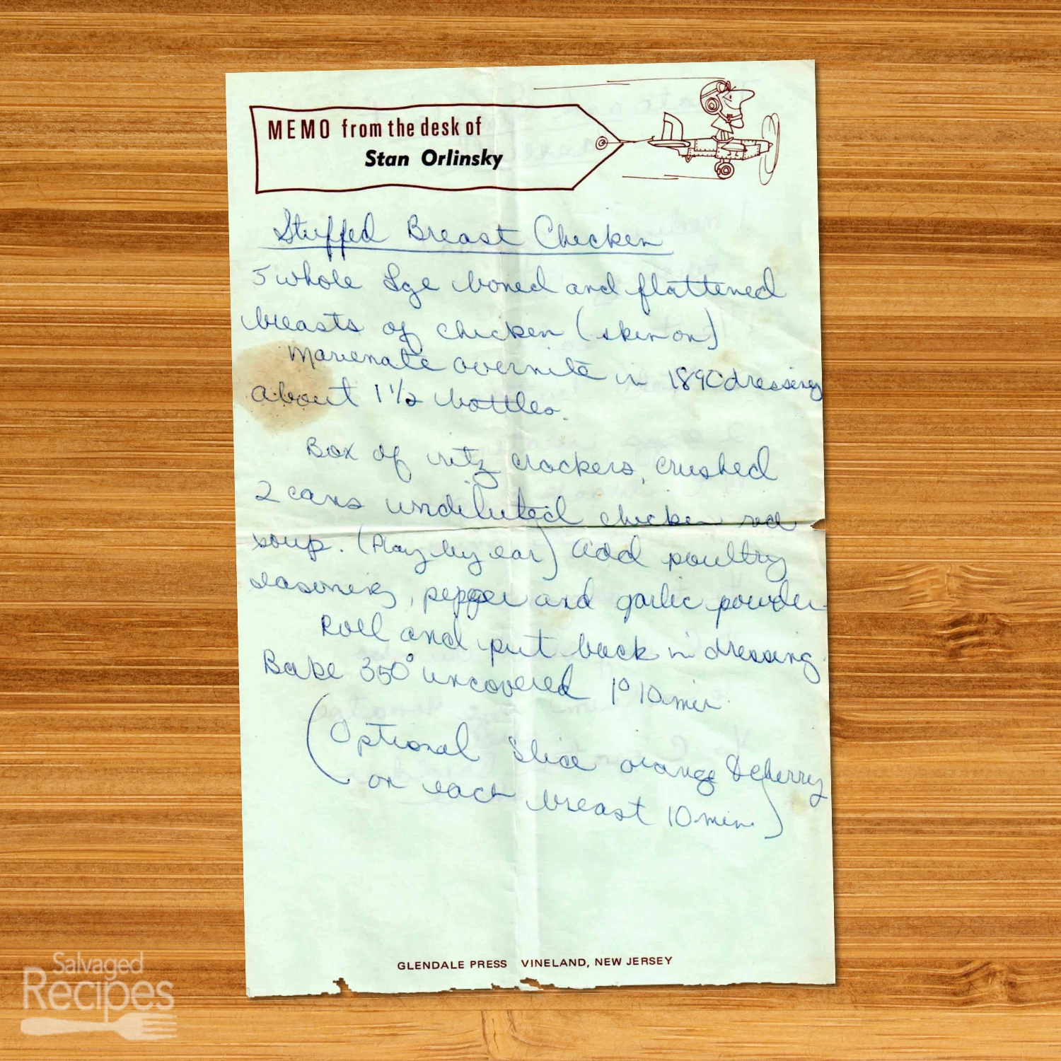 Stuffed Chicken Breast from the Desk of Stan Orlinsky