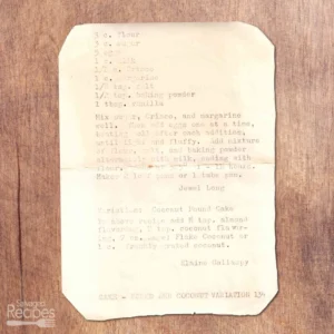 Typed recipe for coconut pound cake