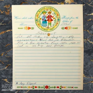 Handwritten recipe card for sherbert from Esther
