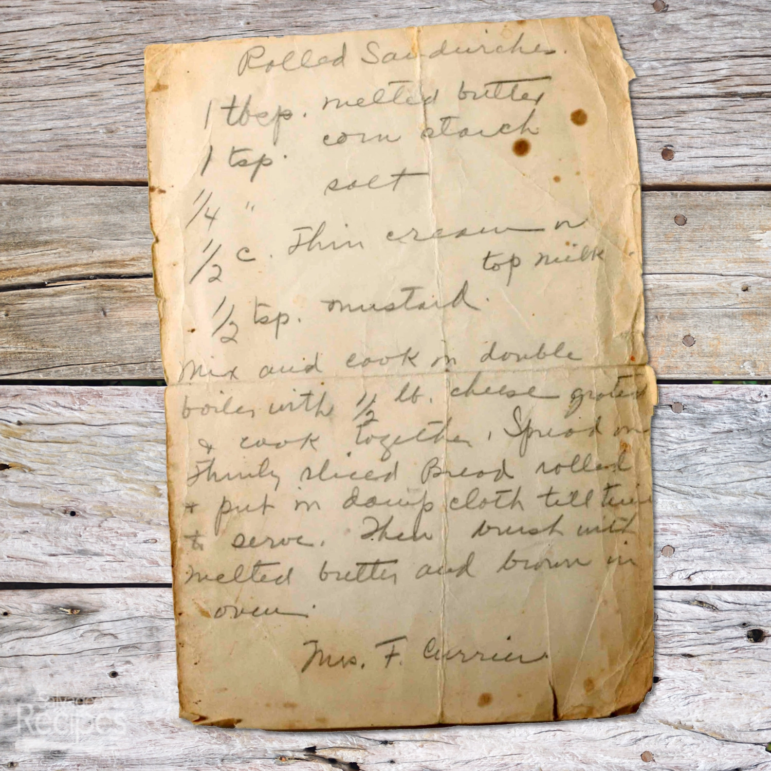 Rolled Sandwiches from Mrs. F. Currier
