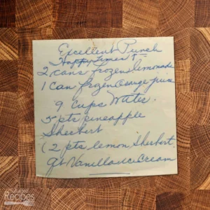 Handwritten recipe for excellent punch