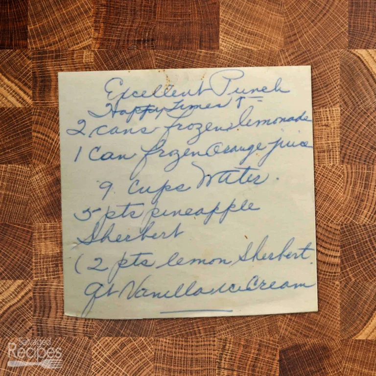 Handwritten recipe for excellent punch