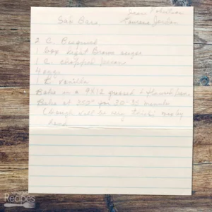 Handwritten recipe for sad bars