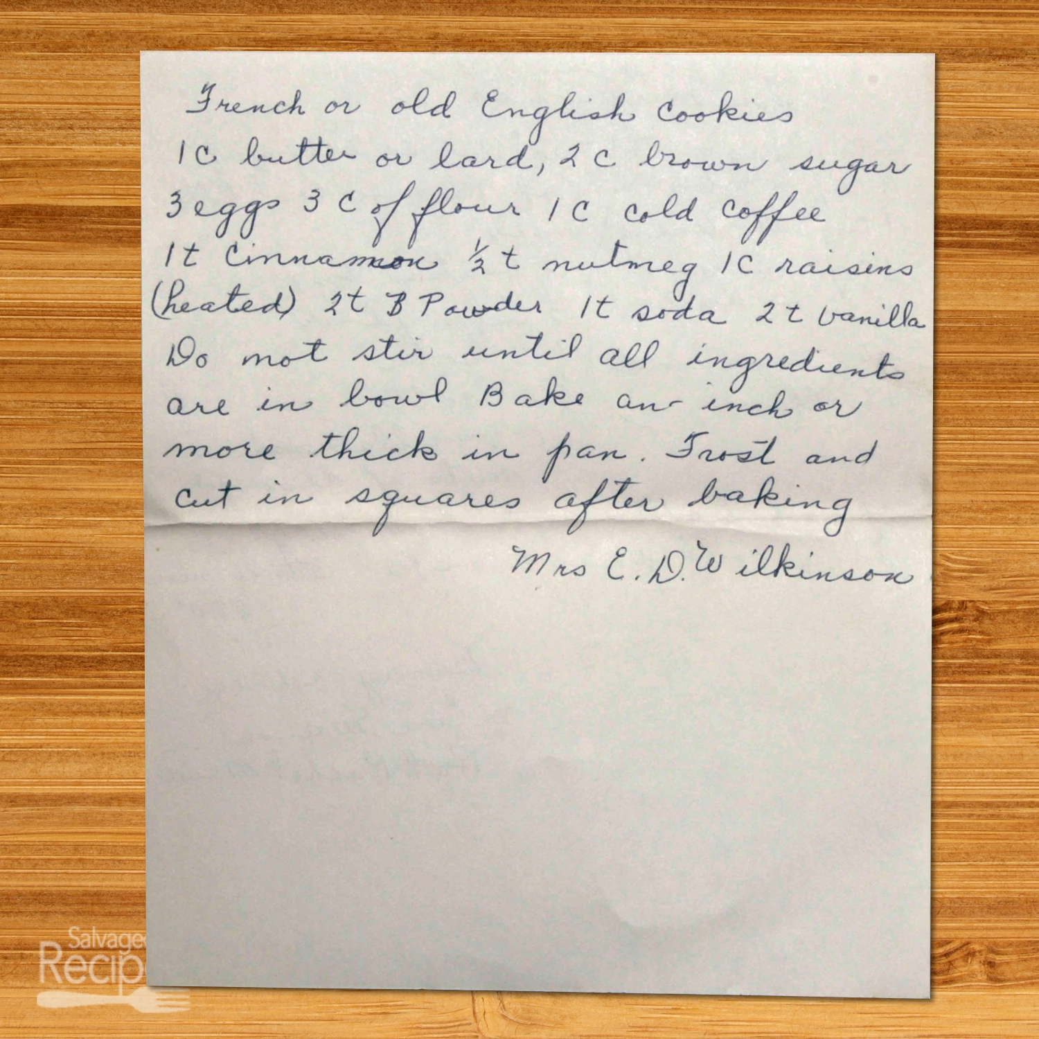 French or Old English Cookies from Mrs. E.D. Wilkinson