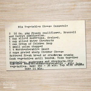 Typed recipe card for Mix Vegetables Cheese Casserole