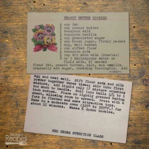 Typed recipe card for peanut butter cookies