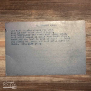 Typed recipe card for watermelon jelly