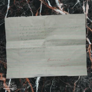 Handwritten recipe for English Muffins from Barbara Vito