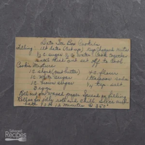 Handwritten recipe card for Date Icebox Cookies
