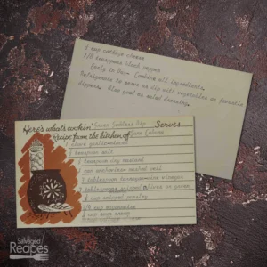 Handwritten recipe card with recipe for Green Goddess Dip from Jane Cabana