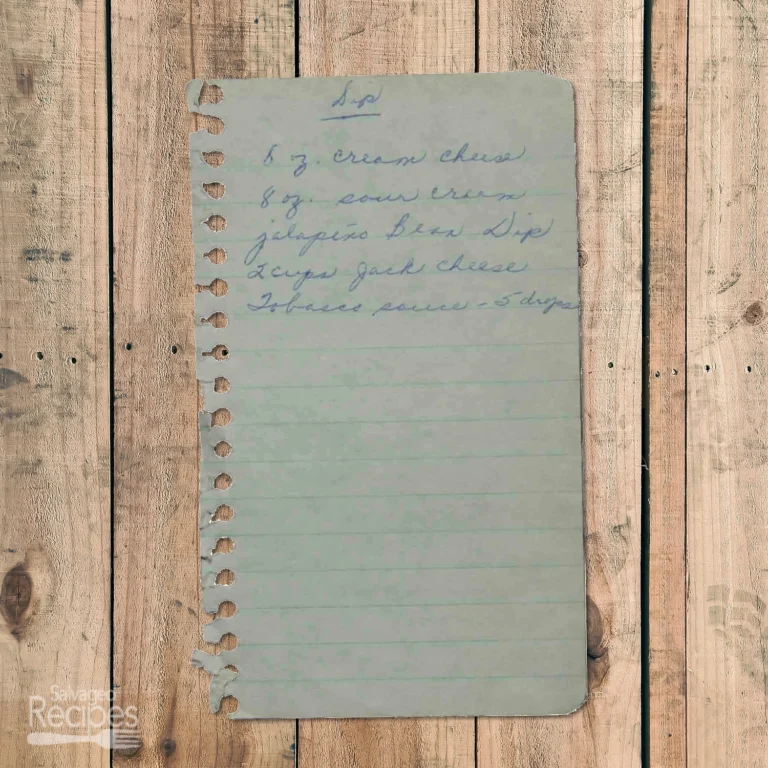 Handwritten recipe for Cream Cheese Dip