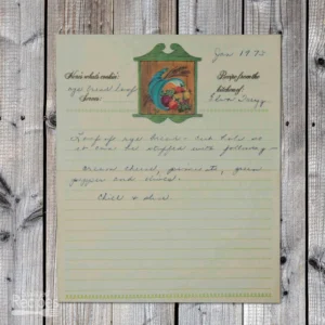 Handwritten recipe card for Rye Brad Loaf from Elva Treyz