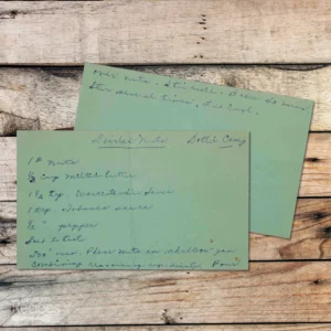 Handwritten recipe card for Deviled Nuts from Dottie Casey