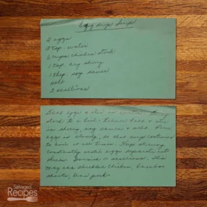 Handwritten recipe card for Egg Drop Soup