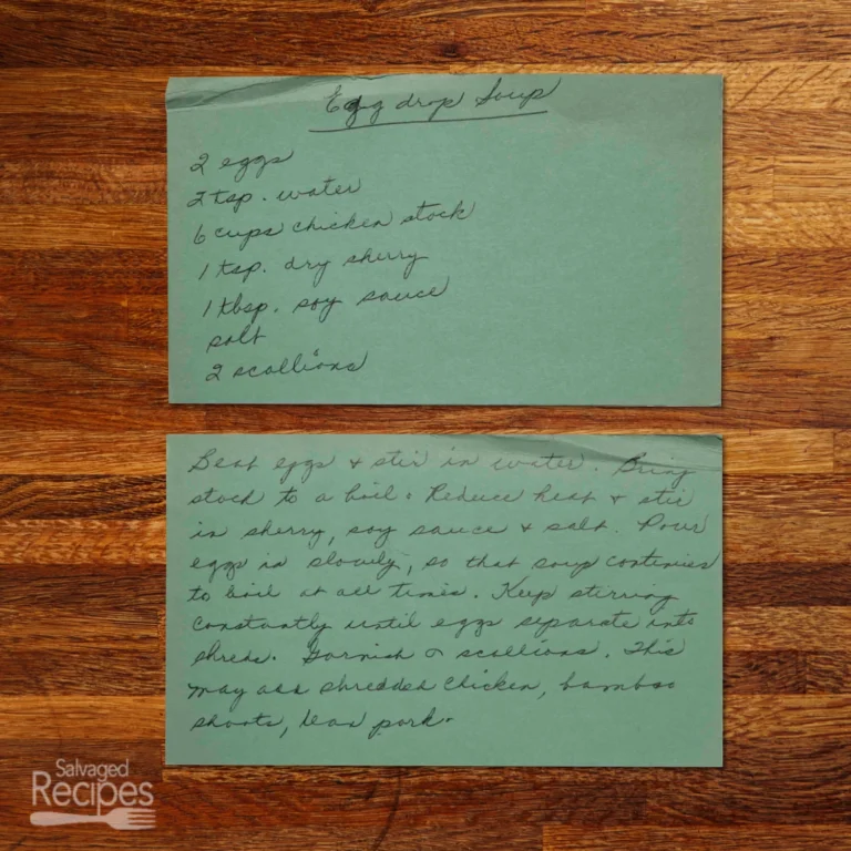 Handwritten recipe card for Egg Drop Soup