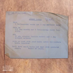 Typed recipe for Cherry Balls from Ruth Penrod