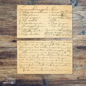 Handwritten recipe card for Lemon Pineapple Pie