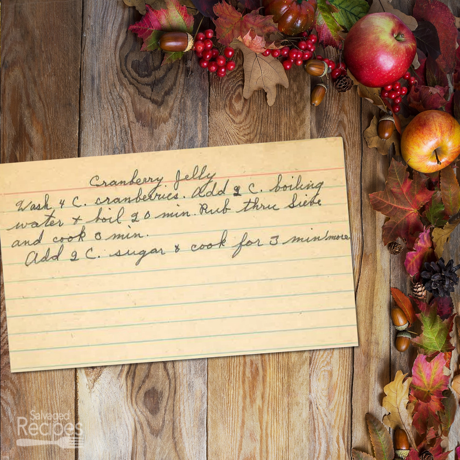 Handwritten recipe card for cranberry Jelly