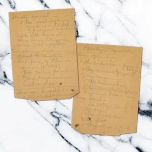 Handwritten recipe for Appetizer Spread Ham, Cheese and Shrimp