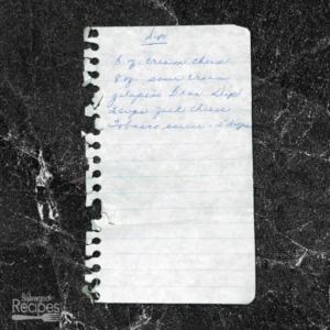 Handwritten recipe for Bean Dip
