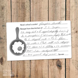 Handwritten recipe card for Pumpkin Bread