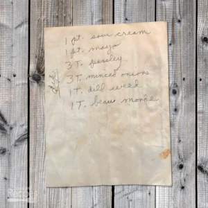 Handwritten recipe for Herb and Onion Dip
