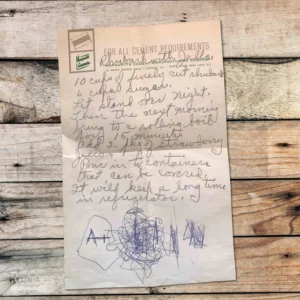 Handwritten recipe for Rhubarb with Jello