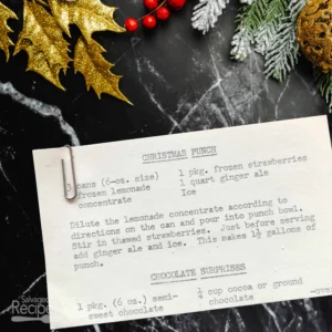 Typed recipe card for Christmas Punch