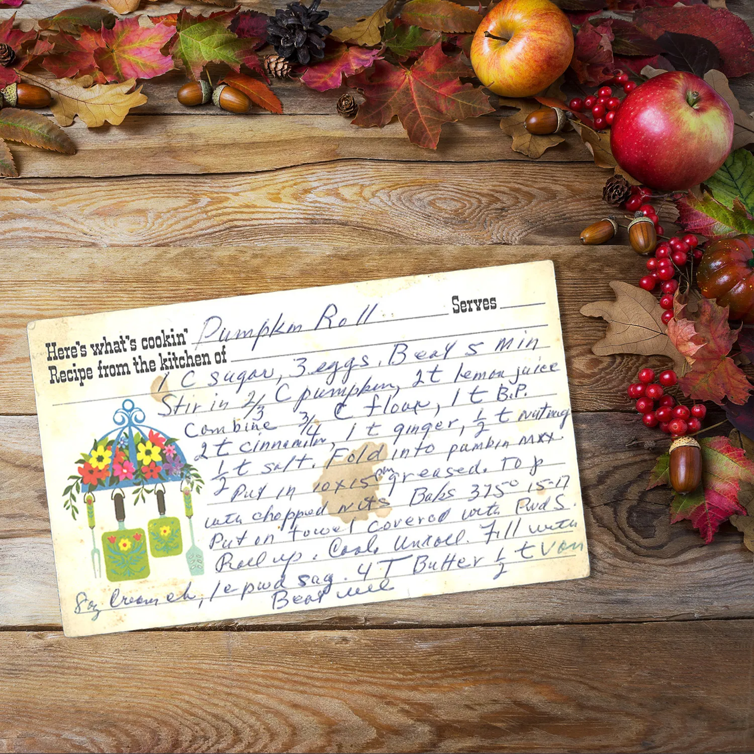 Handwritten recipe for Pumpkin Roll
