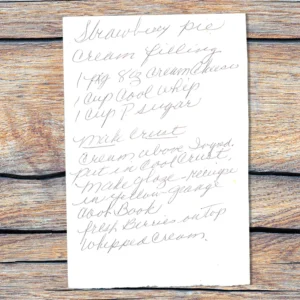 Handwritten recipe for Strawberry Pie