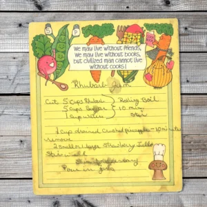 Handwritten recipe for Rhubarb Jam