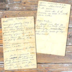 Handwritten recipe for Crab Cioppino