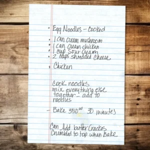 Handwritten recipe for Egg Noodles
