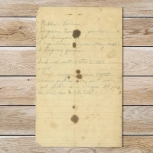 Handwritten recipe for pickles from Loreena