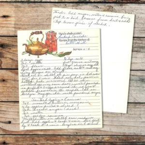 Handwritten recipe card for Baked Pancake from Bette Stitt