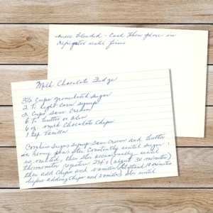 Handwritten recipe card for Milk Chocolate Fudge