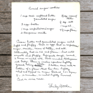 Handwritten recipe for amish sugar cookies.