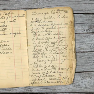 Handwritten recipe for Orange Cake from Mary Perry