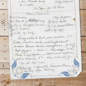 Handwritten recipe for man's casserole