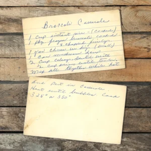 Handwritten recipe for broccoli casserole