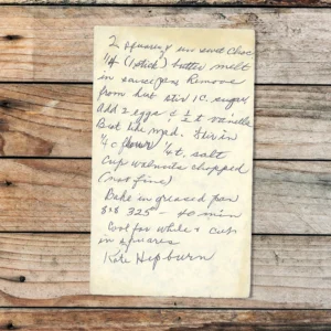 Handwritten recipe for walnut chocolate cake