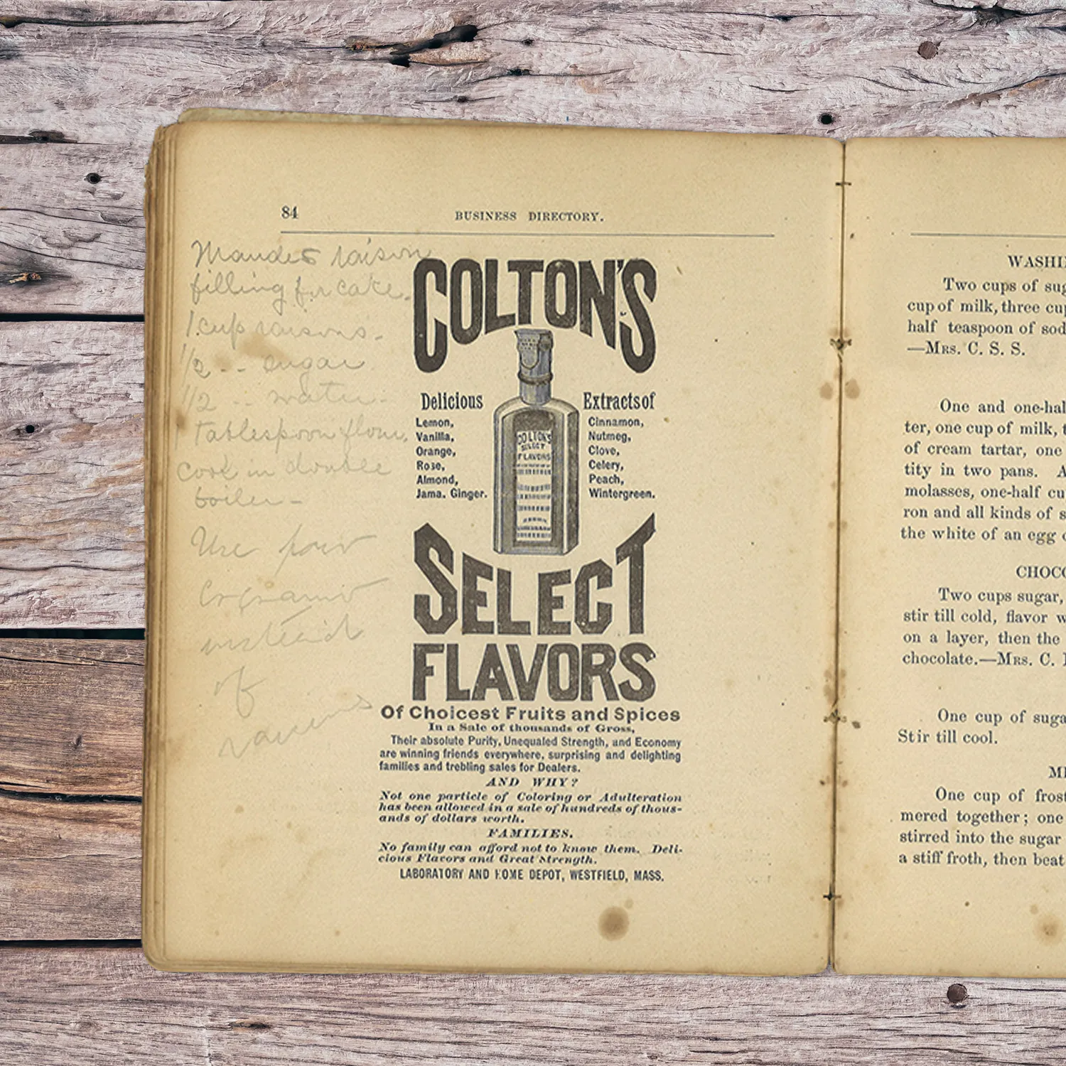 Handwritten recipe for Mandi's Raisin Filling for Cake
