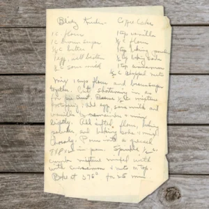 Handwritten recipe for Blitz Kuchen