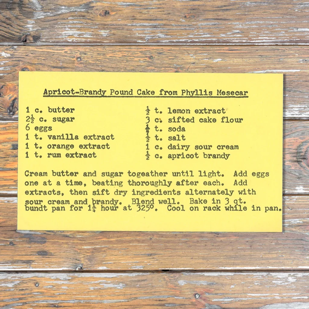 Typed recipe for Apricot-Brandy Pound Cake