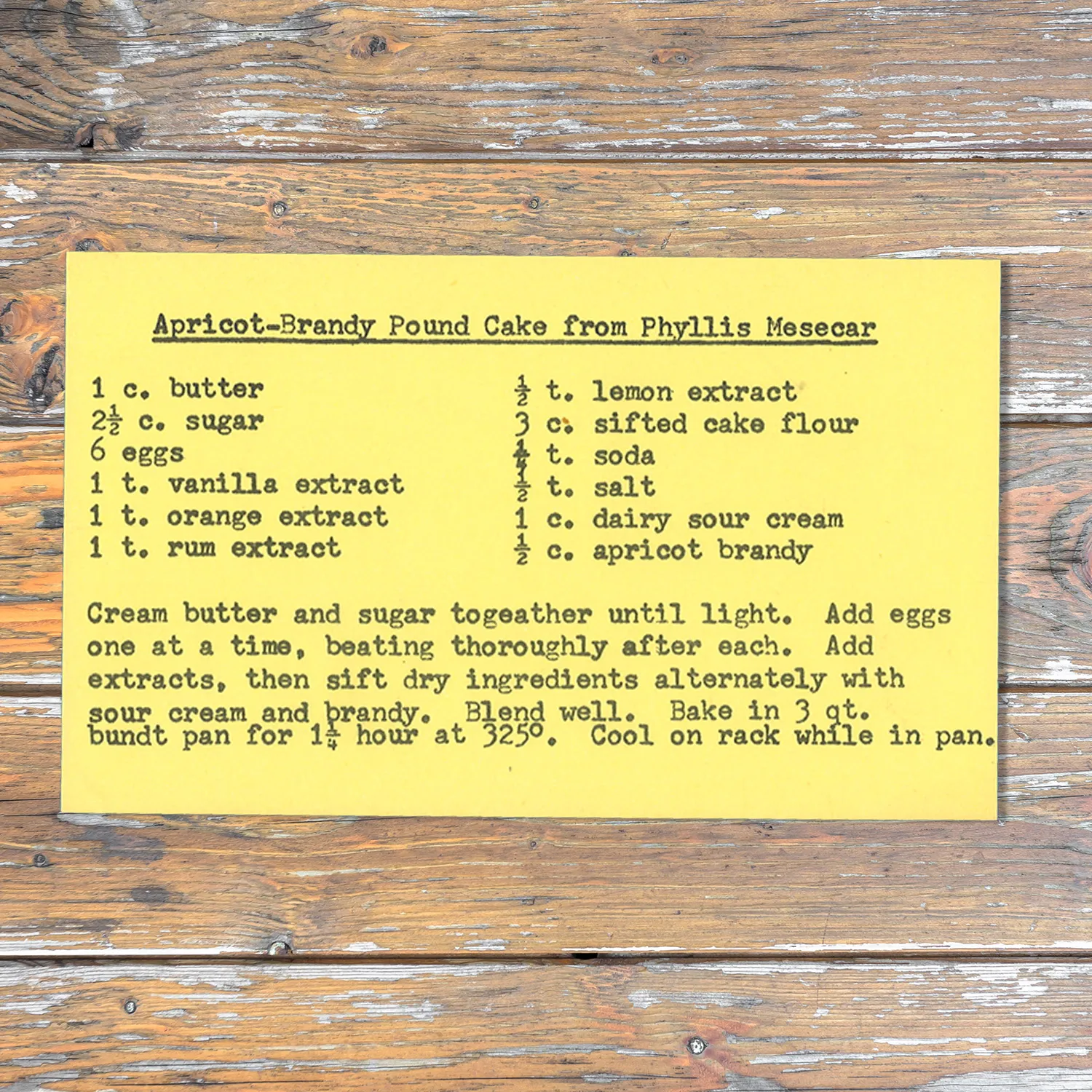 Apricot-Brandy Pound Cake from Phyllis Mesecar