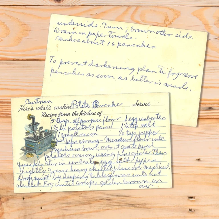 Handwritten recipe card for Austrian Potato Pancake
