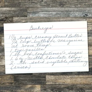 Handwritten recipe for buckeyes